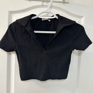 Black Polo Crop Top